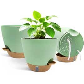 TIKTALK 20 cm Self-Watering Pot Set of 3 - High-Quality Flower Pot with Watering System and Water Level Indicator. Ideal for Holidays, Office & Beginners. Protects Plants from Drying Out for 10+ Days