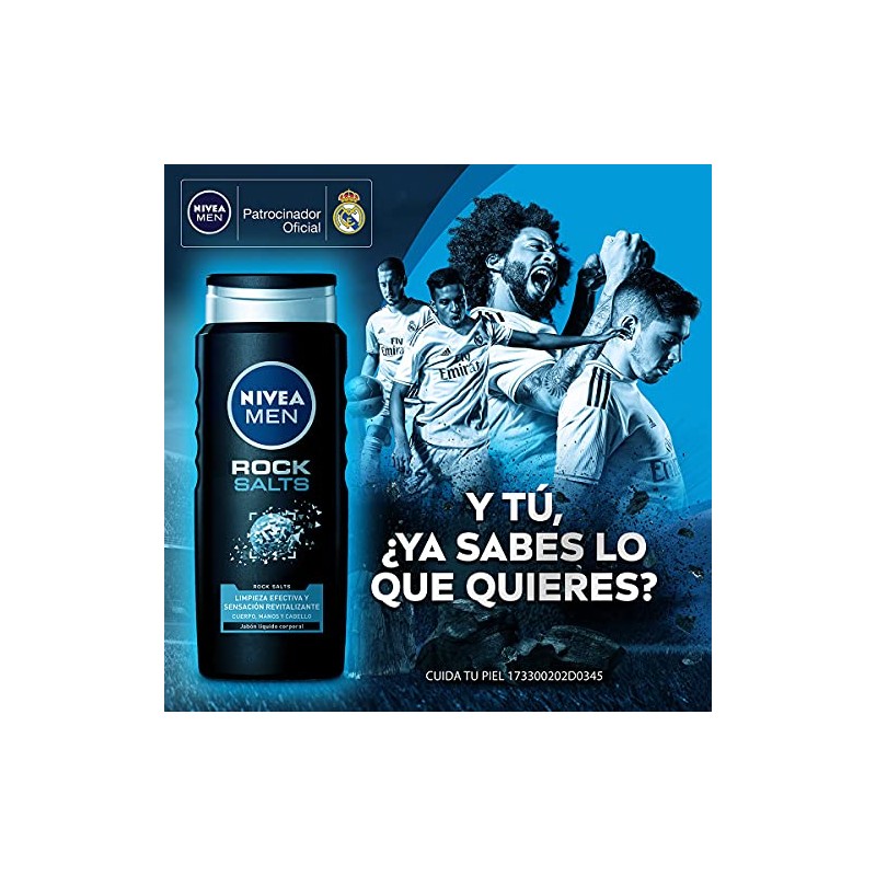 NIVEA MEN Jabón Líquido Corporal Rock Satls (500 ml) jabón
