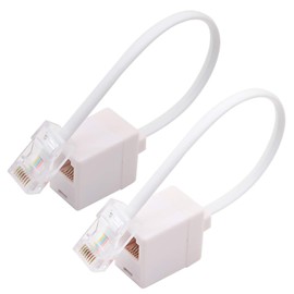 2 Pack RJ45 to RJ11 Converter Adapter Connector Cable, RJ11 6P4C Female to Ethernet RJ45 8P8C Male Converter Cord White Ted Lele