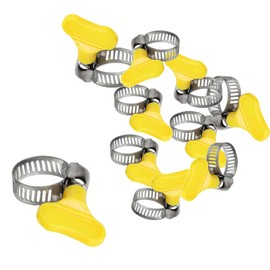 NOQUKA 15-Pack 10-16mm Stainless Steel Yellow Adjustable Thumb Screw Hose Clamps for Plumbing and Automotive Applications