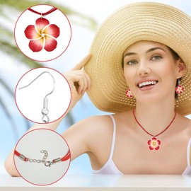 YUEXNKO Flower Jewellery Set, Flower Necklace Earrings, Summer Jewellery Flowers, Women's Flower Jewellery, Plumeria Made of Clay, for Women, Wife, Mother, Girls, No