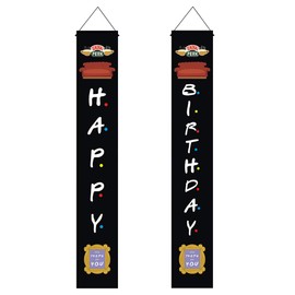 Friends Happy Birthday Door Couplet Banner Hanging On Boys and Girls Wizard Party Decoration Kids Film and TV Theme Party Supplies Welcome Porch Sign for Indoor Outdoor Use