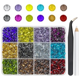 qiipii 12 Color Resin Crystal Rhinestones for Crafting 4mm Flatback Stones Gems Dark Rainbow Colorful SS16 Non Hotfix Diamonds Charms for Nails Face Eyes Makeup DIY Crafts Tumblers Bottles Bedazzling