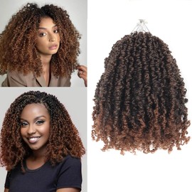 Shoobidoo Yanky Twist Crochet Hair 12 Inch 9 Packs Fluffy Spring Mini Twist Short Bob Passion Twist,crochet hair for black women Pre-Looped Crochet Braids Braiding Hair(T30#)