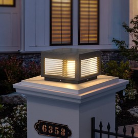 MVBT Solar Post Lights 9.84" Outdoor Pillar Lamp, Modern Column Cap Light IP54 Waterproof Led Fence Deck Gate Lantern Patio Landscape Lighting for Outside Yard Gardern Entrance Mailbox Driveway Decor