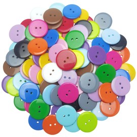 Libiline 3/4"(20mm) Mix Lots 100pcs Resin Button Solid Color 2Holes Craft Clothes Sewing Cards Making Sweater Shirt (3/4"(20mm), Multi-Colored)