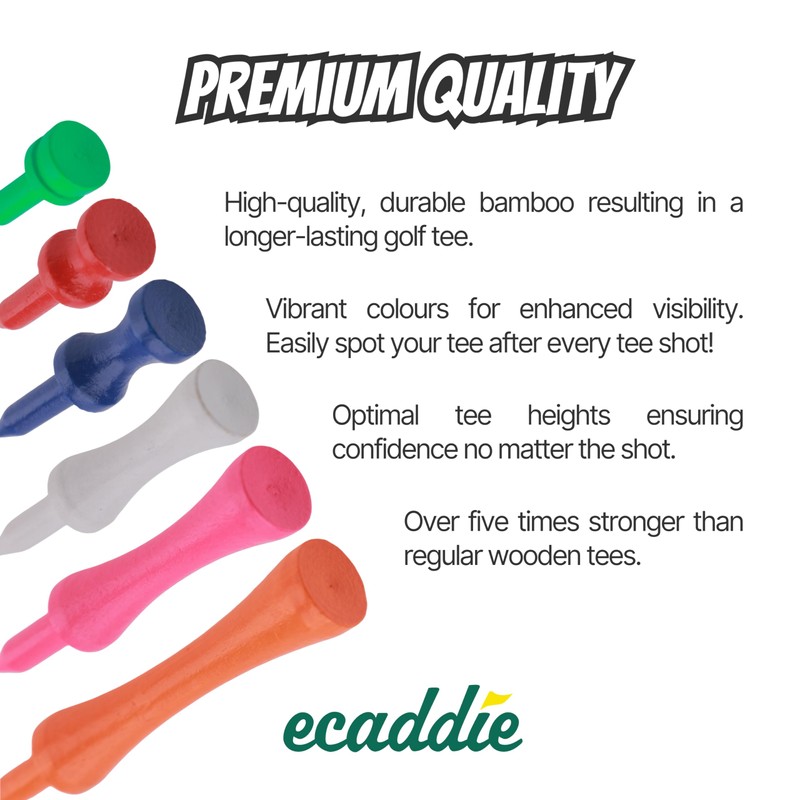 ECADDIE Red Castle Bamboo Golf Tees 32mm (50 pack) -