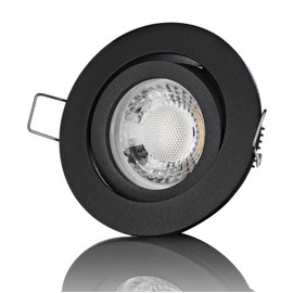 lambado® Premium LED Spotlight Dimmable Black - Bright & Economical Including 230 V 5 W GU10 Spotlight Warm White - Modern Lighting with Timeless Recessed Spotlights / Ceiling Spotlight