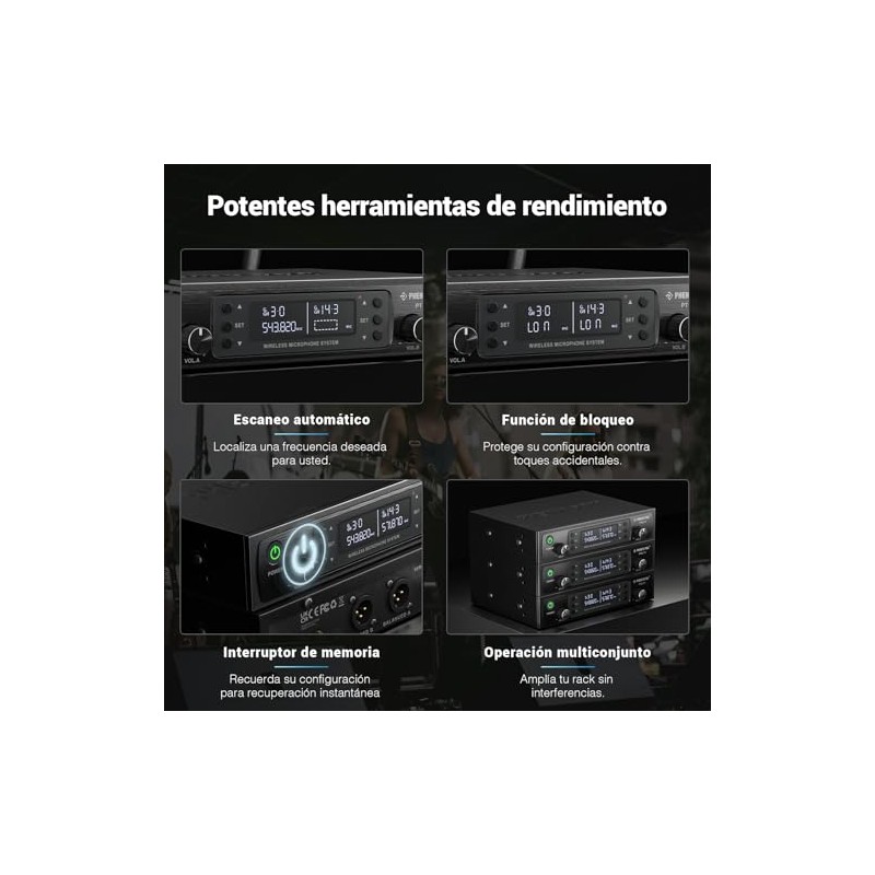 Phenyx Pro Sistema de Micrófono Inalámbrico UHF Dual PTU-71-2H