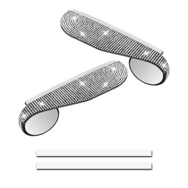 UHANBUT 2PCS 2-in-1 Bling Car Blind Spot Mirror Rain Visor Guard, Side Rearview Mirror Rain Eyebrow with 360° Adjustable Auxiliary Mirrors, Crystal Exterior Decoration Accessory for Cars (White)