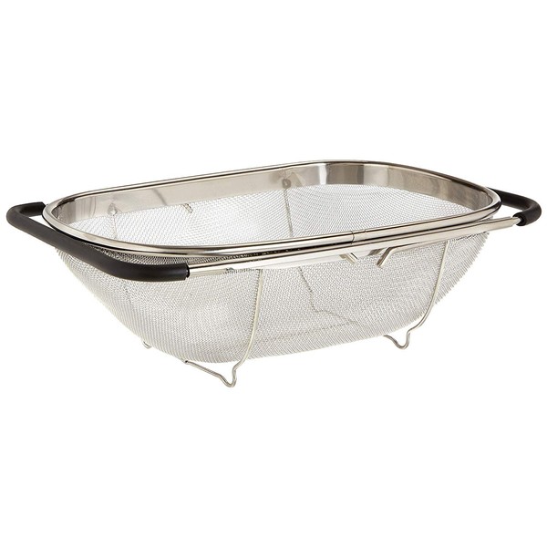 Heavy Duty Stainless Steel Colander/Strainer, Adjustable handles, High Quality Mesh 13.4" x 9.3"