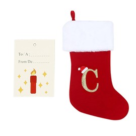 20 Inches Monogram Christmas Stockings with Letters, Unique Red Velvet with White Super Soft Plush Xmas Stockings Red Letter Stockings for Christmas Holiday Xmas Season Decor (D,Red)