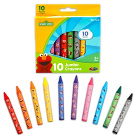Sesame Street Jumbo-Malstifte für Kleinkinder – Bündel mit 10 groben Malutensilien für Kleinkinder mit Elmo für Klassenzimmer | Sesame Street Anfänger-Malstift-Set