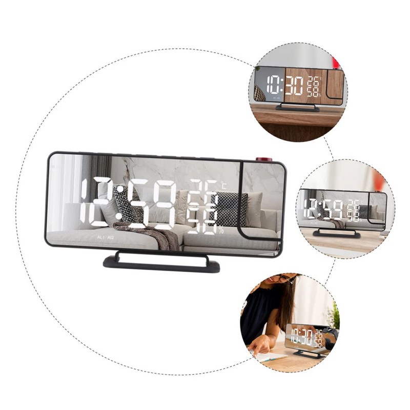 CIYODO Led Digital Alarm Clock Mirrored Projection Table Radio Multi-Function