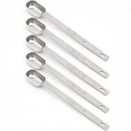 BERYLER 5PCS 3/4 Teaspoon (3/4 Tsp | 3.75 mL | 3.75 cc) Single Measuring Spoon, Stainless Steel Individual Spoons, Long Handle Spoons Only