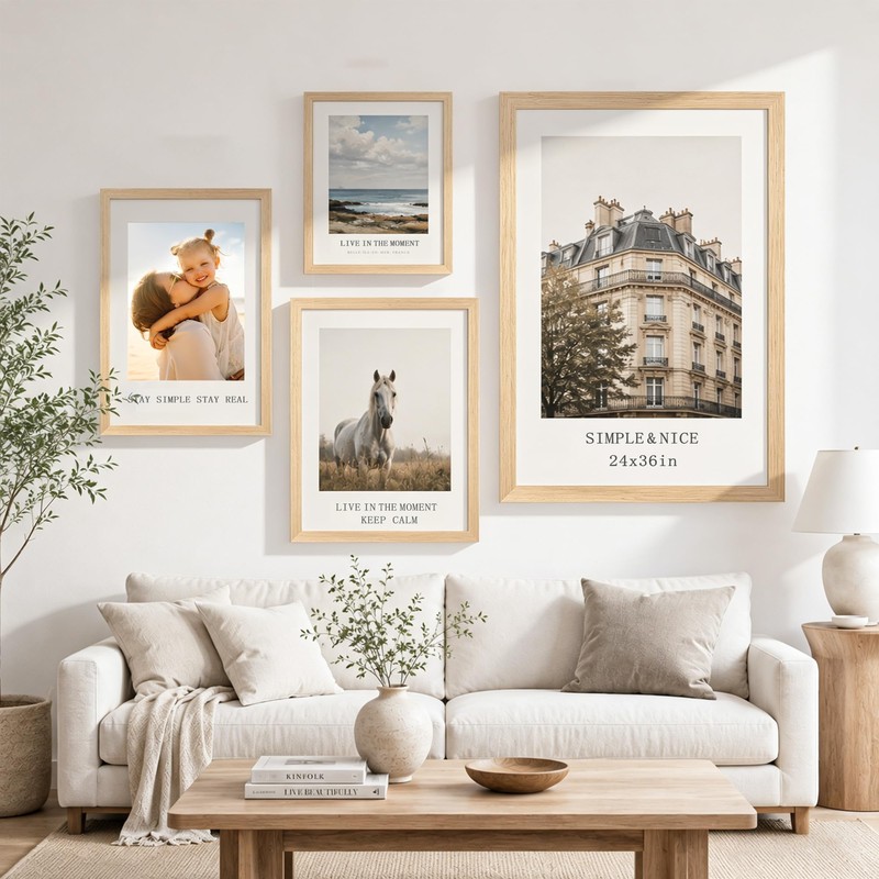 Solid Wood 24x36 Poster Frame, Gallery Wall Frame Set of
