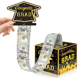 Graduation Money Gift Box Set, Black and Gold Design, Class of 2025 Cash Holder with Grad Decorative Box