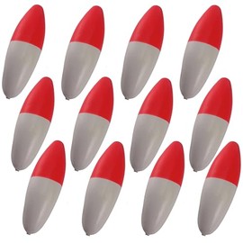 rebelFIN - 6" Oval Balsa Wood Fishing Floats - Red & White (12-Pack)