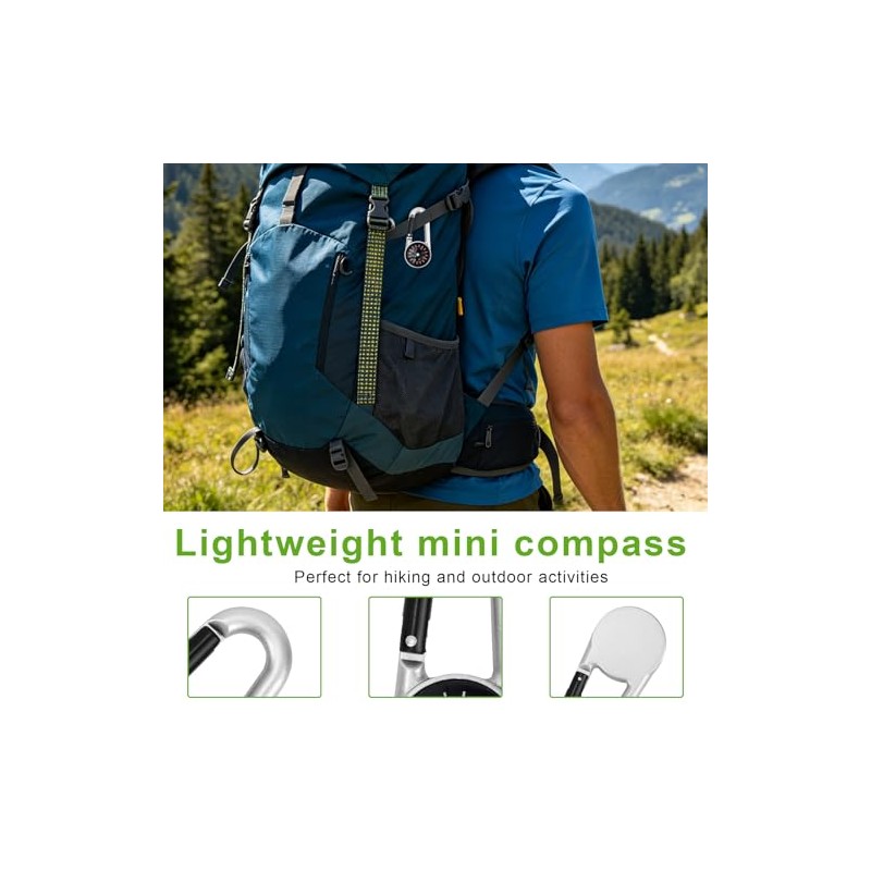 Penitue Compass Keychain, Mini Lightweight Pocket Hiking Compass Carabiner Camping