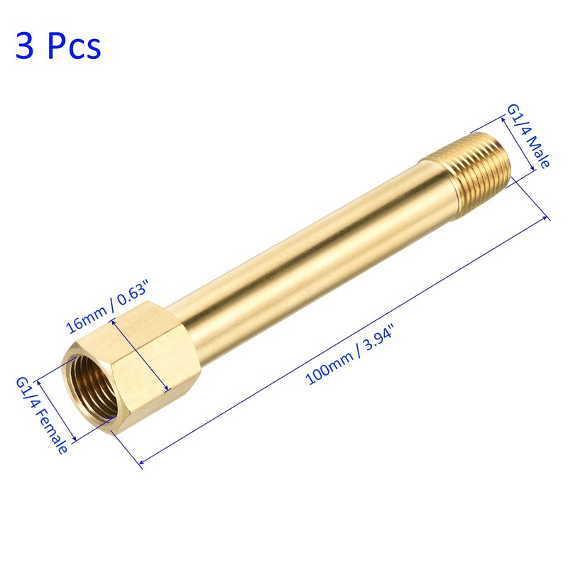 M METERXITY 3 Pack Extension Connection Pipe Fitting - Brass