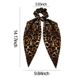 Leopard Hair Scarf Scrunchies for Women Elastic Bow Hair Tie for Thick Thin Hair Accessories Ponytail Holder for Girls Leopard Print Hair Bow Ribbon Cheetah Print Bowknot Hair Ties Rings