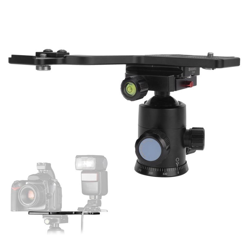 Aluminium Alloy Camera Flashlight Tripod Bracket with Dual 1/4in Screw