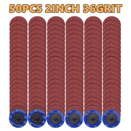 Cahuczlhoz 50 Oxide Roll Lock Die Grinder Sanding Grinding Disc Aluminum (2 Inch 36 Grit)