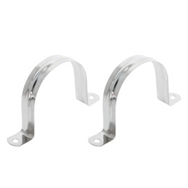 Aopin 2 Pack 70mm Rigid Pipe Band Clamp with 2 Holes U Bolt Pipe Band Tension Clips 201 Stainless Steel for Pipe Fixing Silver