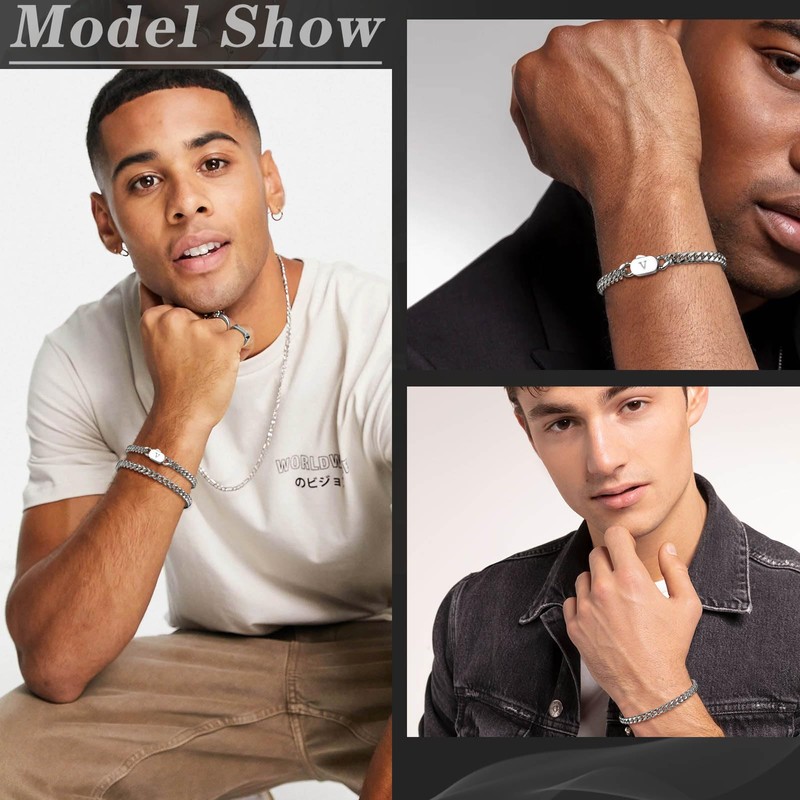 Hisatan Initial Bracelets for Men, 2 Pcs A-Z Letter Bracelet