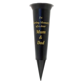 Special Graveside Memorial Grave Spiked Flower Vase In Loving Memory Special Memorial Vase for Graves - Plastic Cemetery Flower Holder with Spike, (1, Mum & Dad)