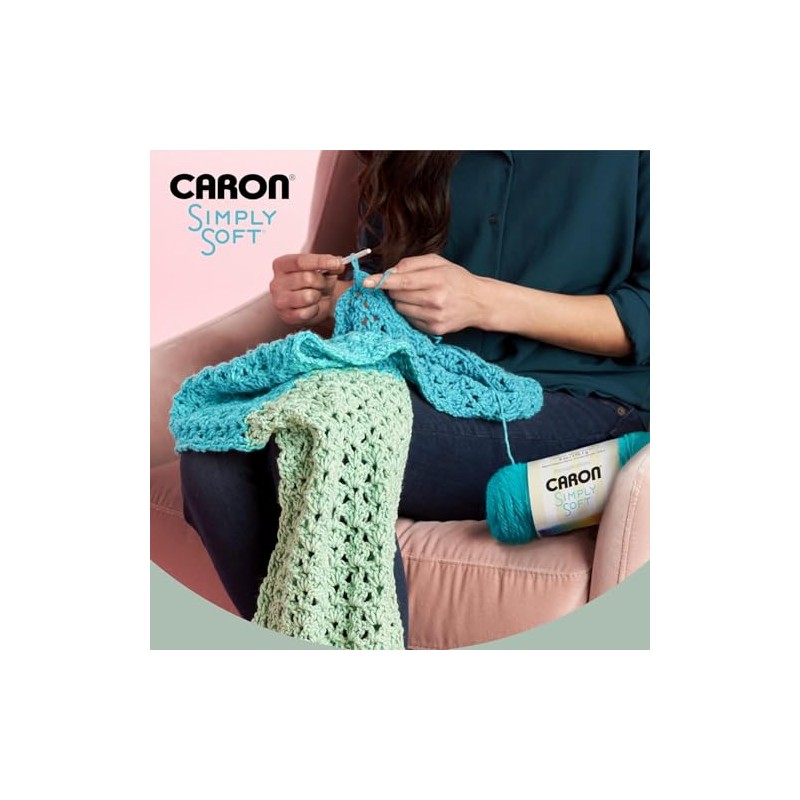 CARON Simply Soft Speckle Yarn, Blue Gingham