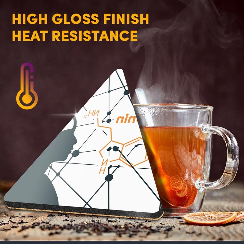 1 x Triangle Coaster - Serotonin Hormone Joy Cork Backed