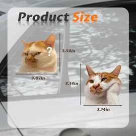 2 PCS Cute Cat Sticker, Funny Kitten Decal for Car Laptop Wall Rear Window Bumper, Automotive Decoration for Vehicles Trucks Vans (Yellow&White, 4 inch)