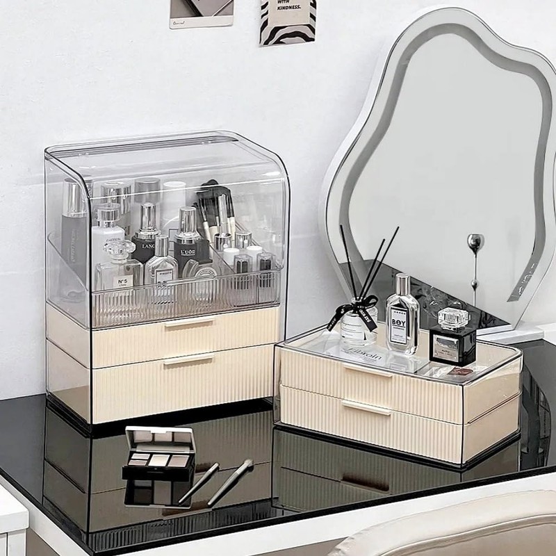 PLINJOY Makeup Storage Organizer Box Large Cosmetic Display Cases Dustproof