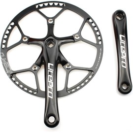 FOMTOR Bicycle Crank Handle Mountain Bike Crank Arm Set 170 mm 130 BCD 58T Single Speed with Protective Cover for Single Speed Folding Bike Track Fixed Gear Bicycle