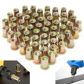 Wkmamo Pack of 120 M6 Carbon Steel Rivet Nuts, Rivet Nuts, Threaded Rivets, Metric Rivet Nutsert, Thread Rive Nutsert Cap for Fixing Furniture Decorations Crafts