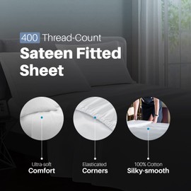 Every Thread Counts 4 Feet Small Double Size Hotel Quality Fitted Sheet Made with 400 Thread 100% Egyptian Smooth & Durable Cotton Satin fitted bed sheet
