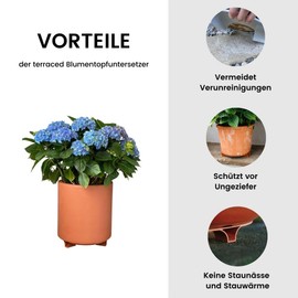 terraced® - Set of 2 - Flower Pot Coasters - Colour: Terracotta - Square - 27 x 27 cm - Saucer Flower Pot - Recycled Material - Made in Germany