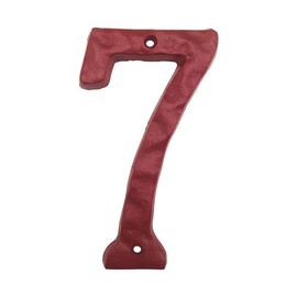 BetLight 5.5 Inch High Cast Iron House Number, Solid Hammered Home Address Numbers, Elegant Red Finished-Number 7