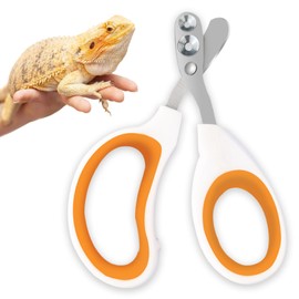 Bearded Dragon Professional Clippers - Depth-Limited Dual Holes, Angled Groove & Non-Slip Handle for Safe Trimming (White)
