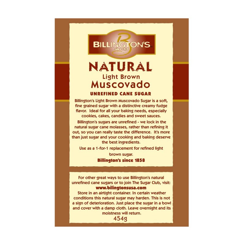 Billington's Natural Light Brown Muscovado Sugar, 1 LB (Pack of