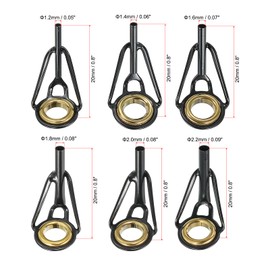 PATIKIL 1.2-2.2 mm Fishing Rod Tip Repair Kit 30 Pieces Stainless Steel Stake Ring Guide Replacement for Saltwater Freshwater Fishing Golden