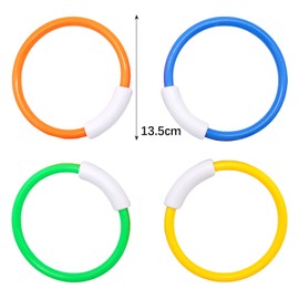 CHUNLINLAODA 4Pcs Diving Ring Toys, Diving Toys for Kids, Swimming Pool Sinking Toy, Dive Ring Underwater Diving Toy, Underwater Training Accessories, Diving Games Children's Gifts (A)