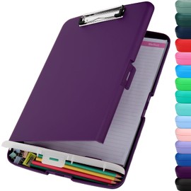 Meiikun Clipboard with Storage, High Capacity Clip Boards 8.5x11 with Pen Holder, A4 Plastic Clipboards Legal Size, Nursing Clipboard Folder Office Conference for Nurses Teachers (Purple)