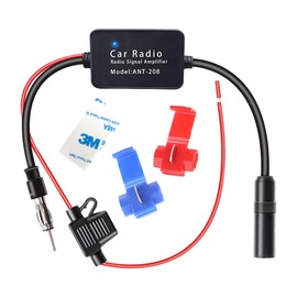 Sylvil 12V Car Antenna Booster, Universal Auto Radio Aerial Antenna Signal Reception Amplifier, Amplify Signal & Reduce Noise AM FM for Stereo Audio Radio Media, Car Accessories