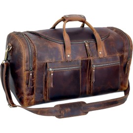28" Vintage Duffel Classic Style with Modern Outlook Retro Thick Full Grain Cowhide Handmade Airplane Underseat Carry On Bags Leather Gym Overnight Luggage Bag
