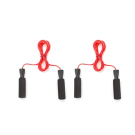 Mind Reader Adjustable, (Pack of 2) Skipping, Rapid Jumping Rope Cable 5.25" Memory Foam Ergonomic Handles, Red, 2 Pack