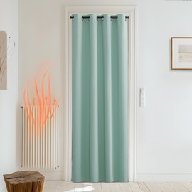 PONY DANCE Blackout Curtains - Green Curtain Door Curtain for Bedroom Living Room Eyelet Curtain & drapes for Window Home Fashion Decor, 1 Panel, Wide 52-inch by Drop 84-inch, Light Sage