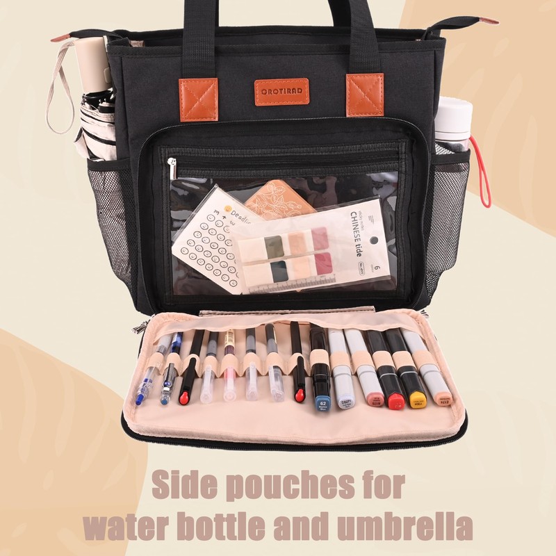 CROTIRAD Bible Cover Bag for Woman with Water Bottle Pockets,