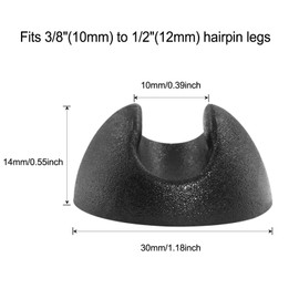 Kyuionty 8Pcs Hairpin Leg Protector Feet Fits 3/8" - 1/2" Thick Rods, Furniture Table Chair Feet Floor Protector Tip Table Chair Hairpin Leg Rubber Caps (Black)